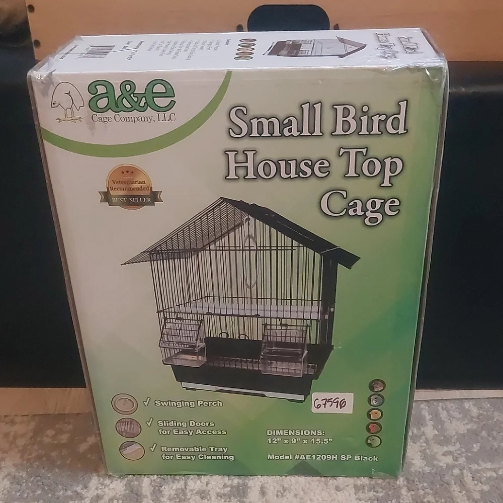 Small Bird House Top Cage - Black